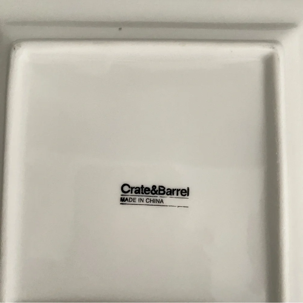 Crate & Barrel Set of 6 Small 6X6 White Appetizer Plates Modern Elegant Dining